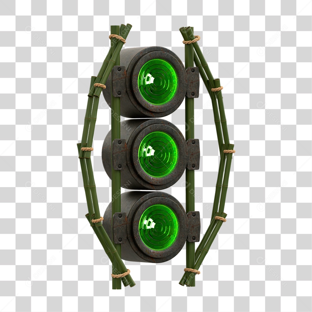 Painel de Bambu Verde com Refletor PNG Transparente