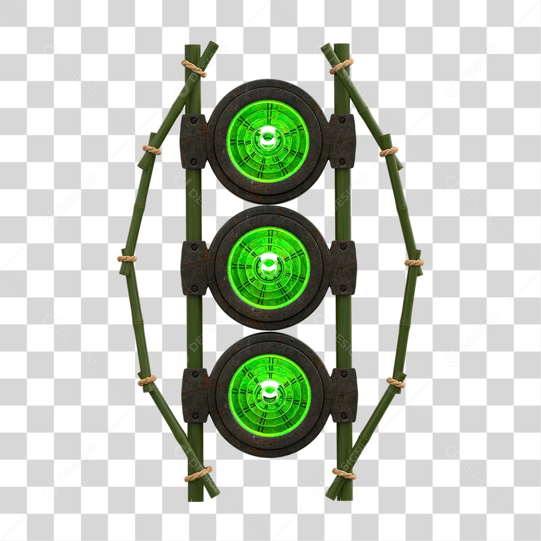 Painel de Bambu Verde com Refletor PNG Transparente