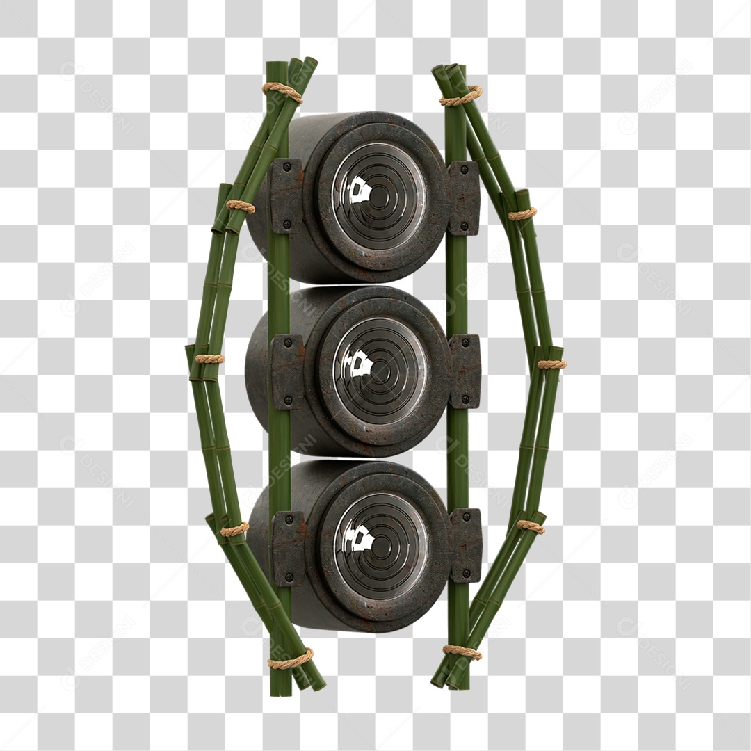 Painel de Bambu com Refletor PNG Transparente