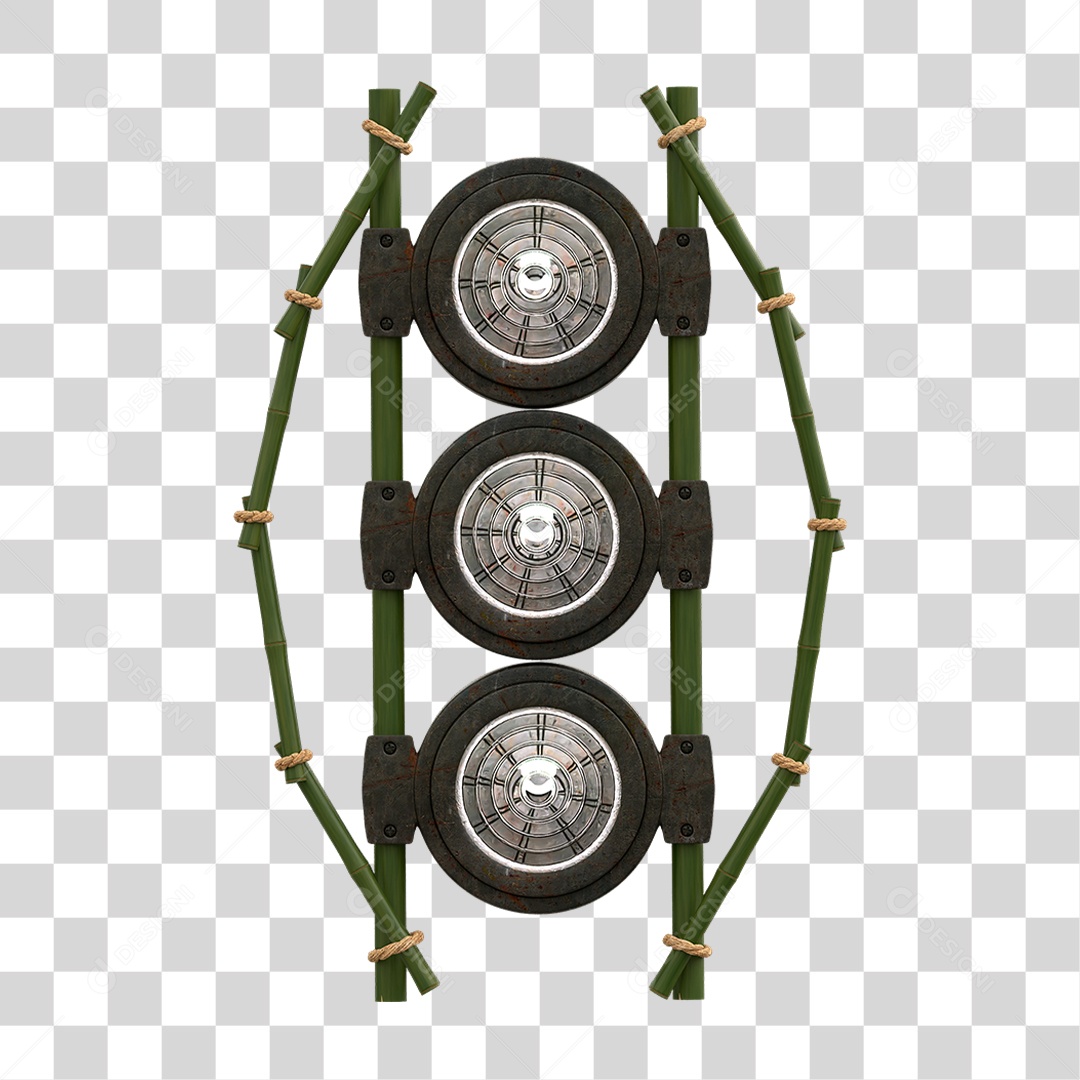 Painel de Bambu com Refletor PNG Transparente