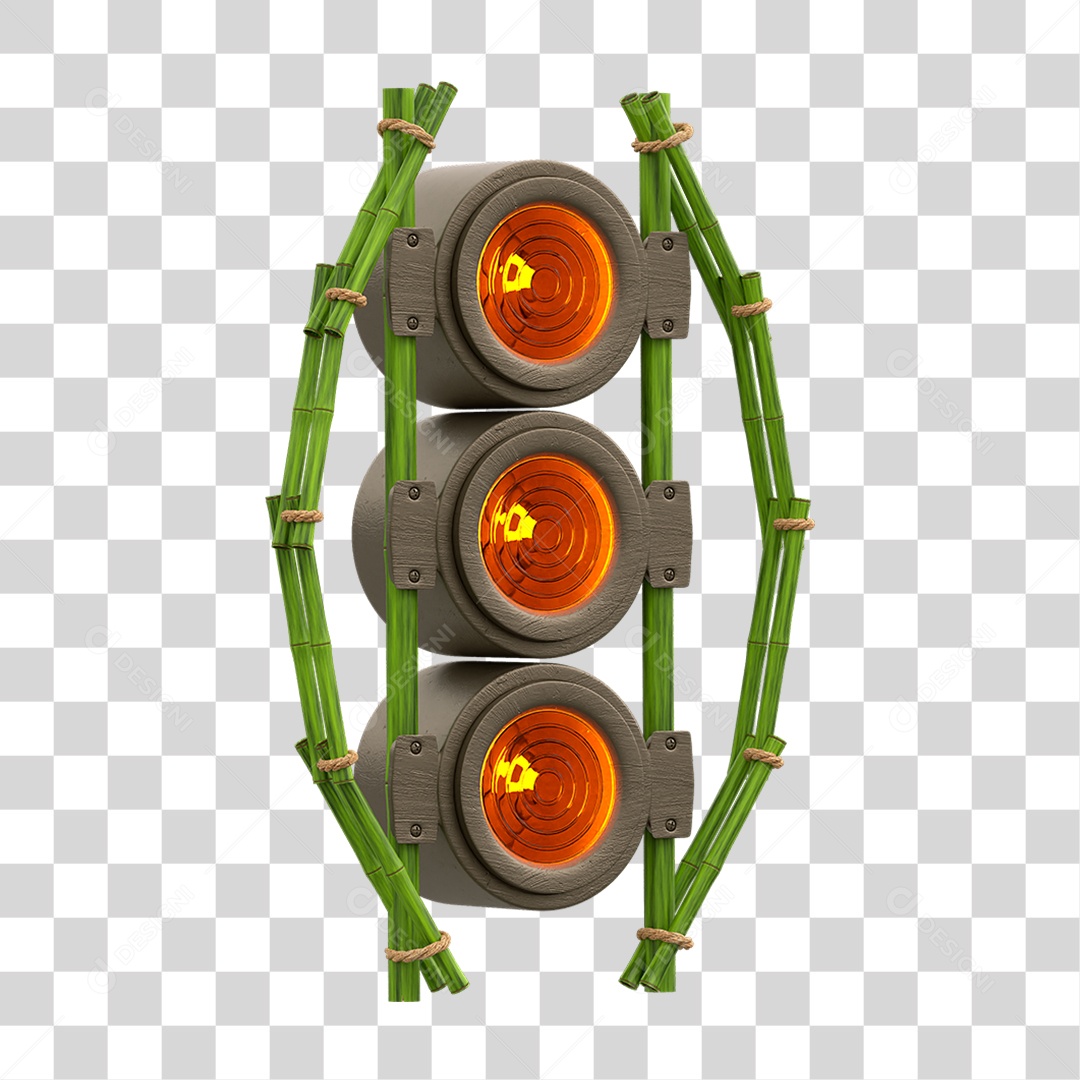 Painel de Bambu com Refletor PNG Transparente