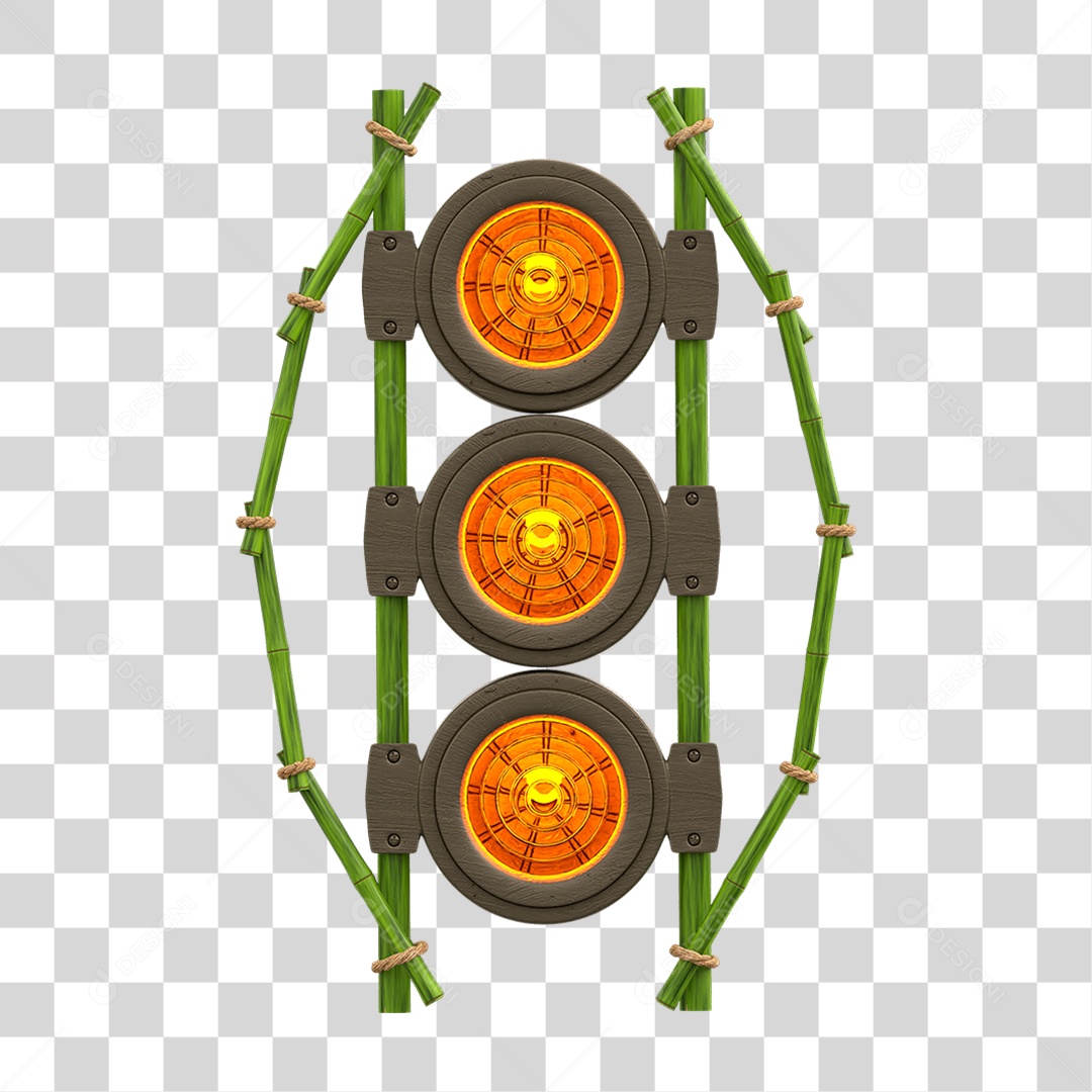 Painel de Bambu com Refletor PNG Transparente