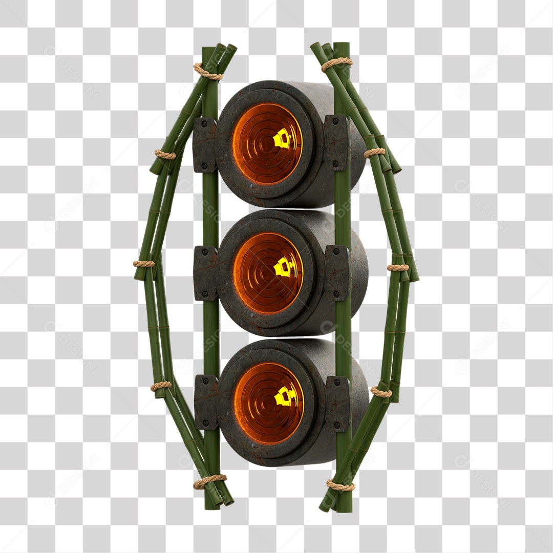 Painel de Bambu com Refletor PNG Transparente