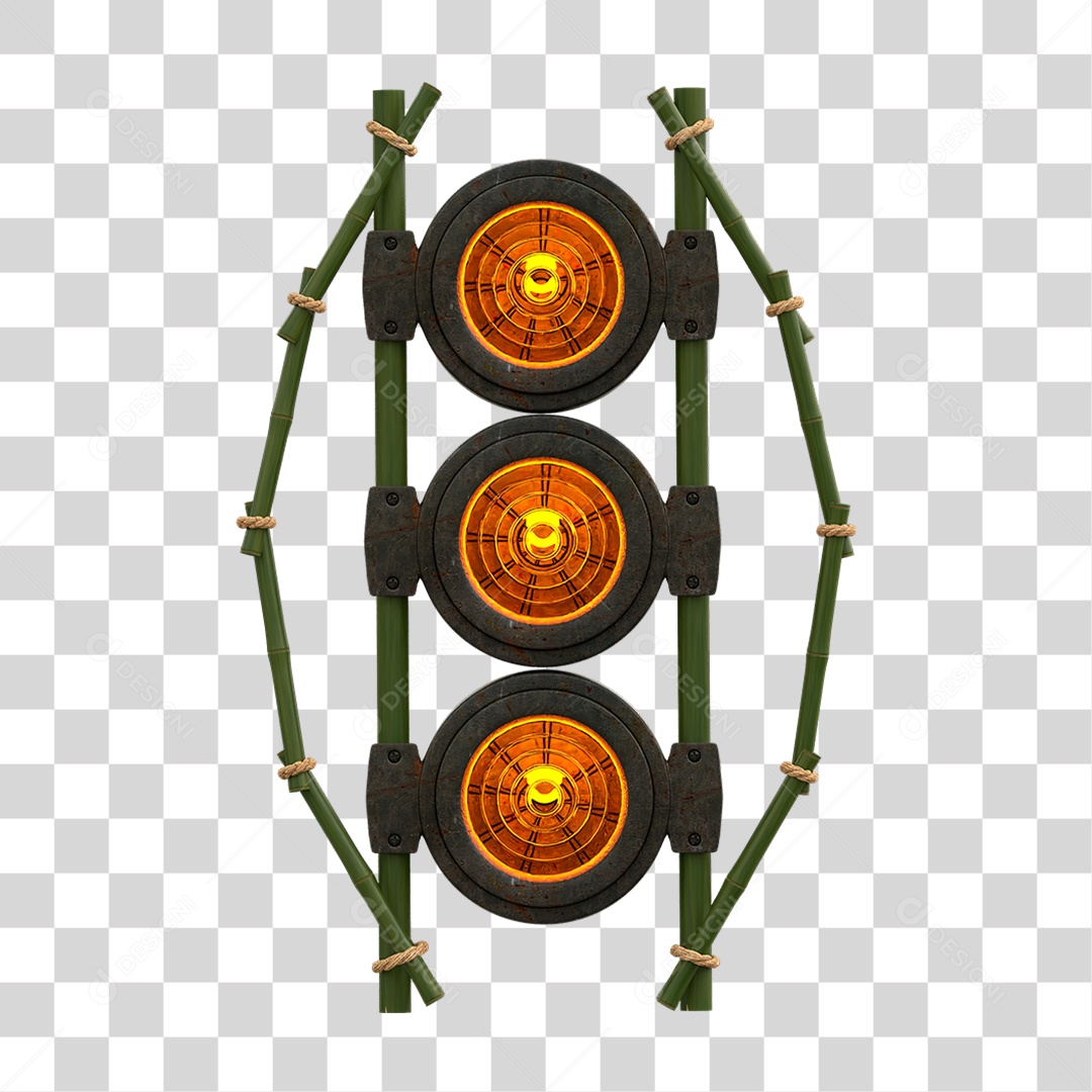 Painel de Bambu com Refletor PNG Transparente