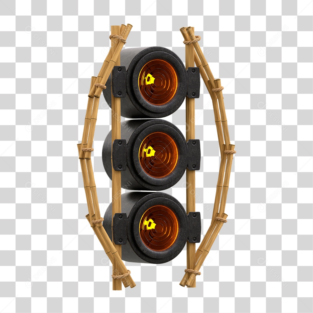 Painel de Bambu com Refletor PNG Transparente