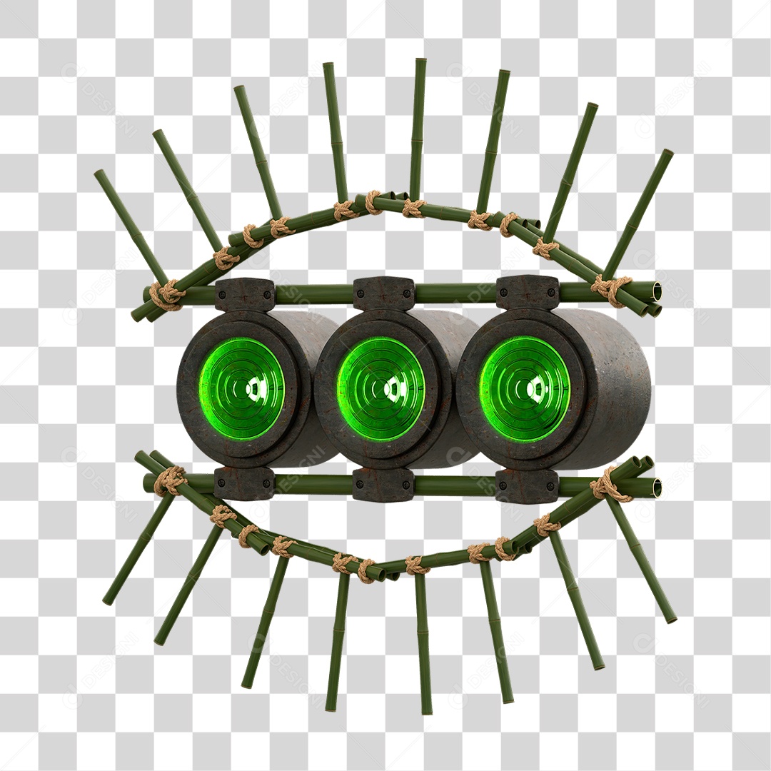 Painel de Bambu com Refletor PNG Transparente