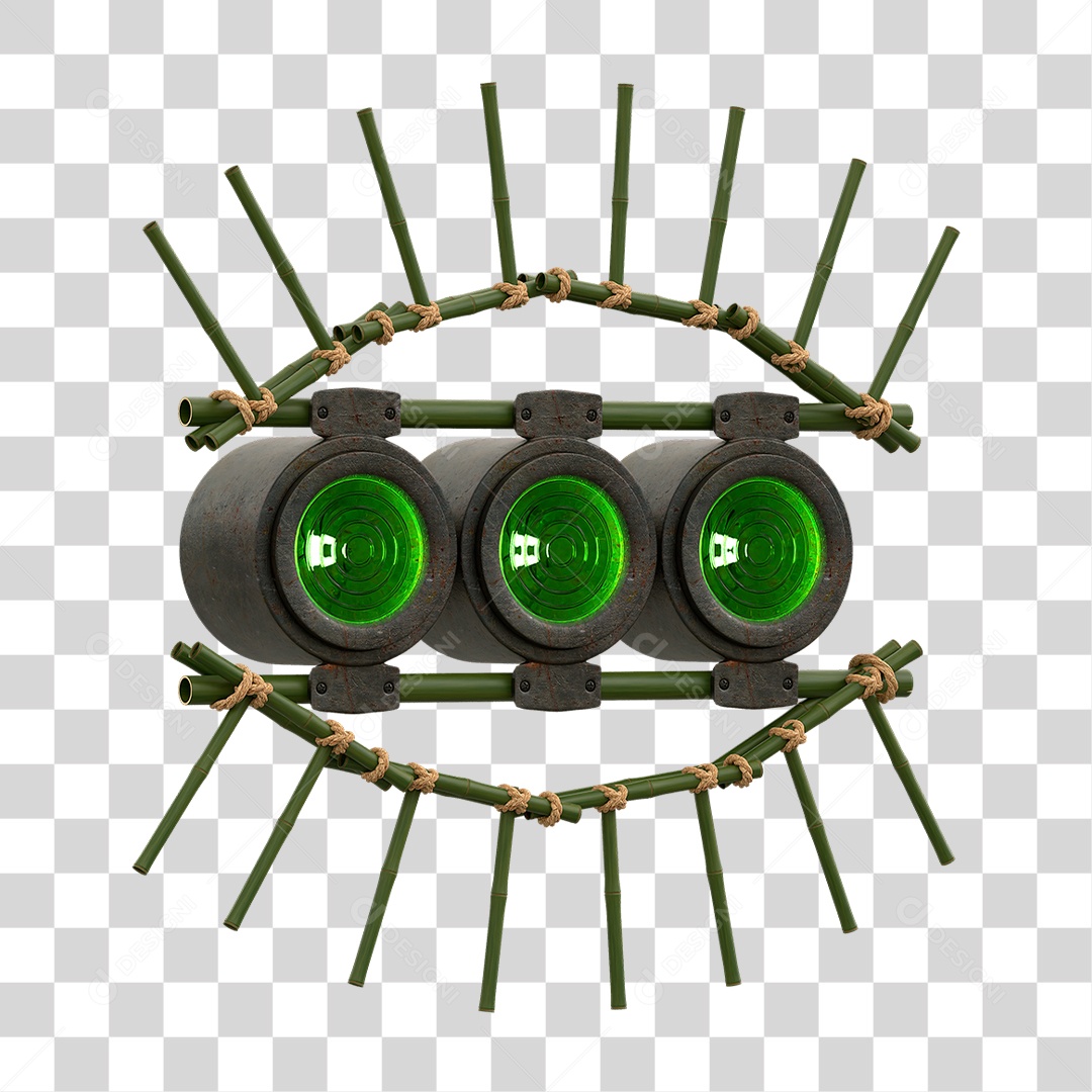 Painel de Bambu com Refletor PNG Transparente