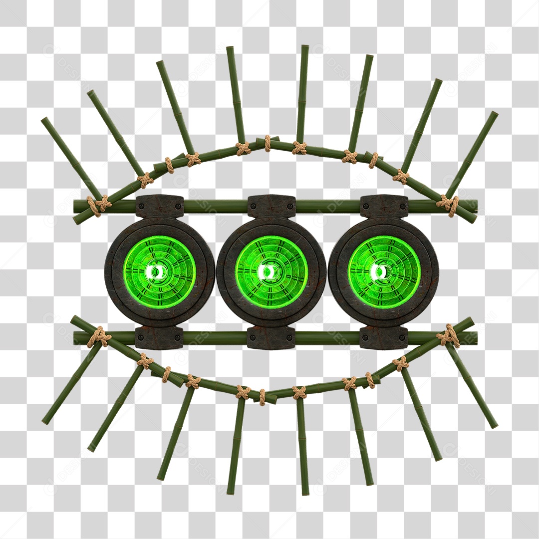 Painel de Bambu com Refletor PNG Transparente