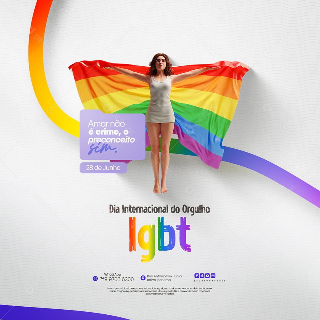 Feliz Dia do Orgulho LGBT Social Media PSD Editável