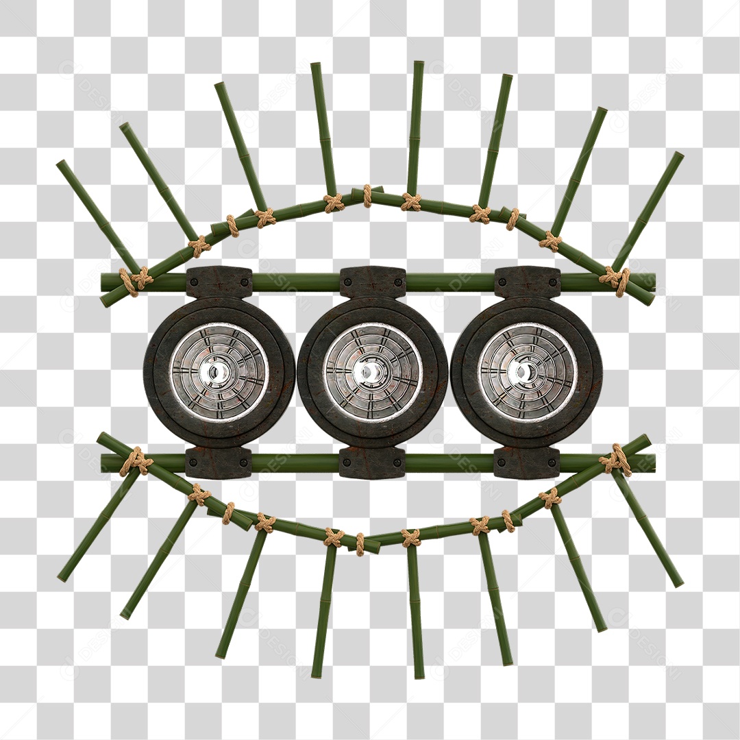 Painel de Bambu com Refletor PNG Transparente