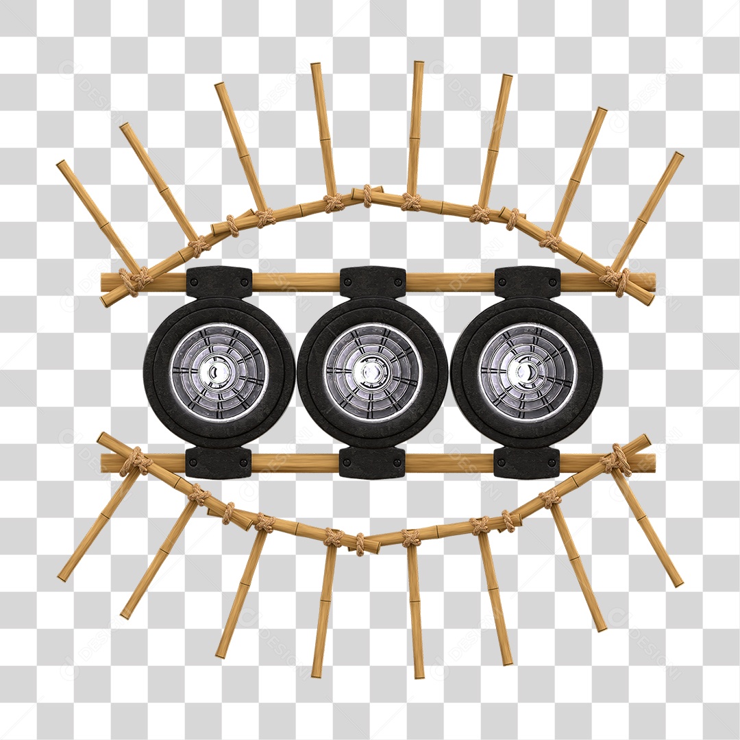 Painel de Bambu com Refletor PNG Transparente