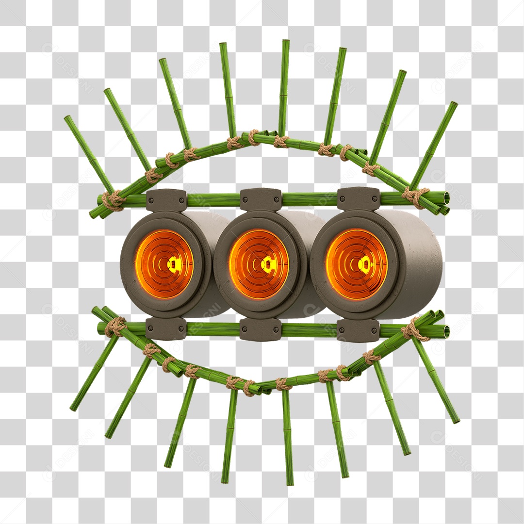 Painel de Bambu com Refletor PNG Transparente