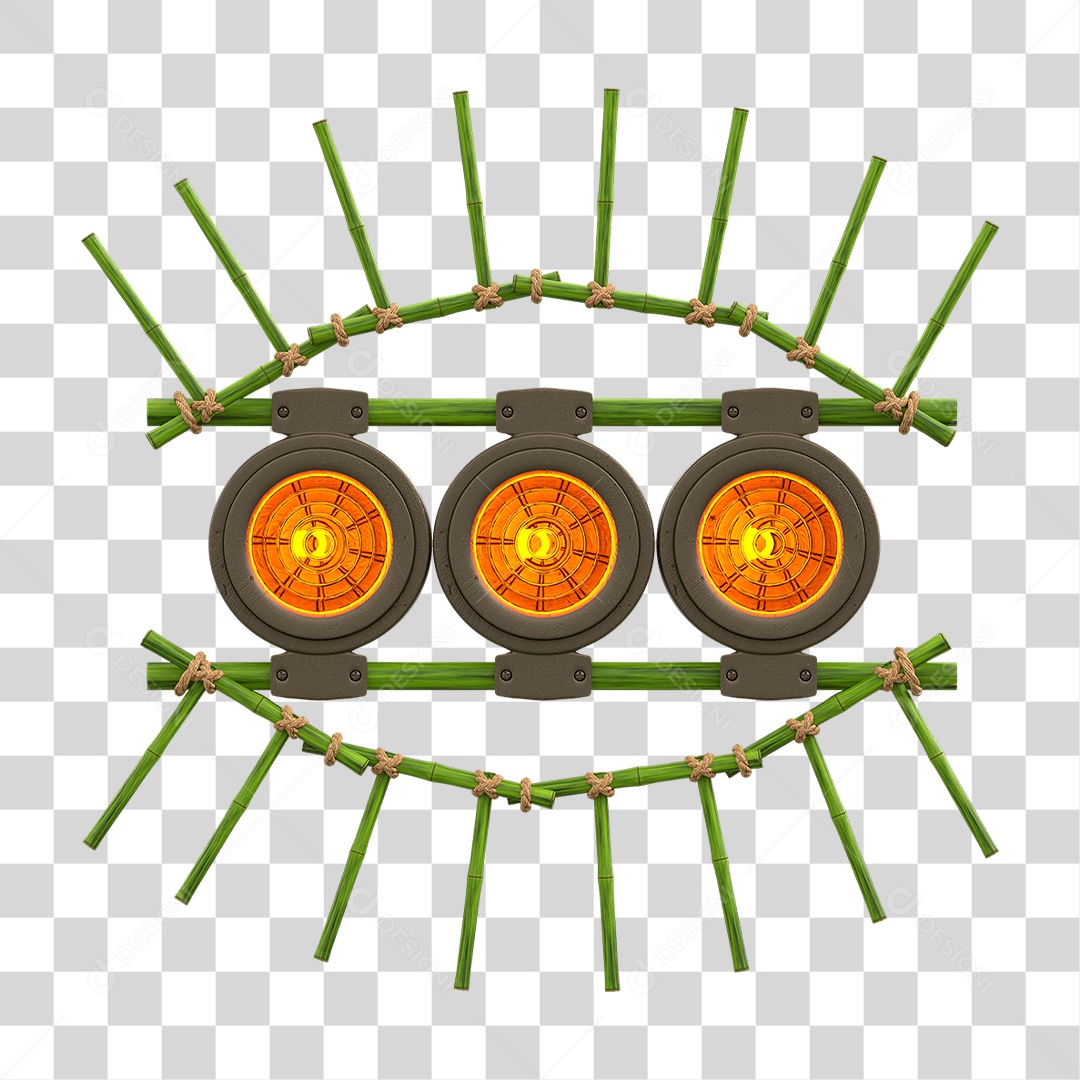 Painel de Bambu com Refletor PNG Transparente