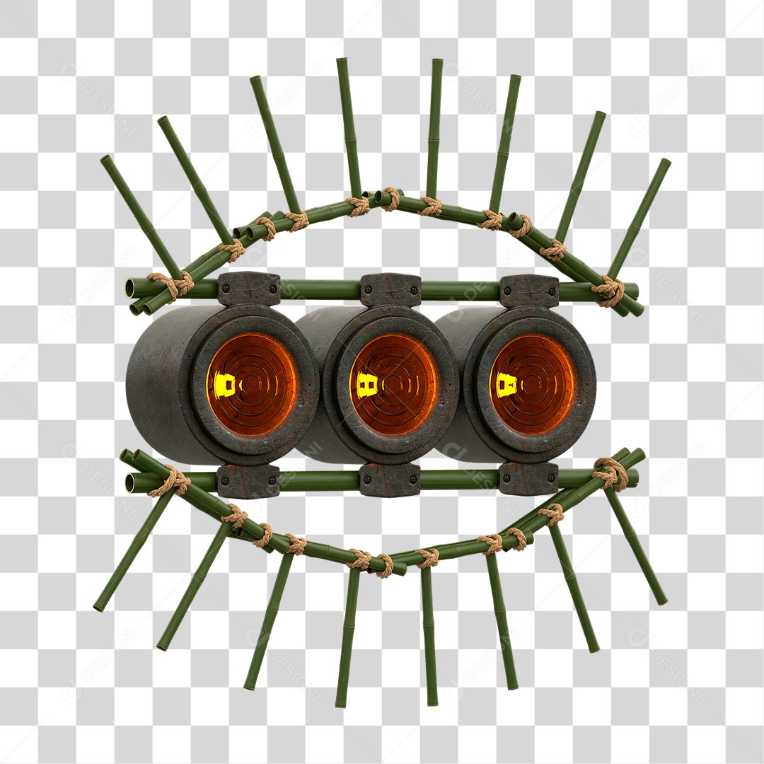 Painel de Bambu com Refletor PNG Transparente