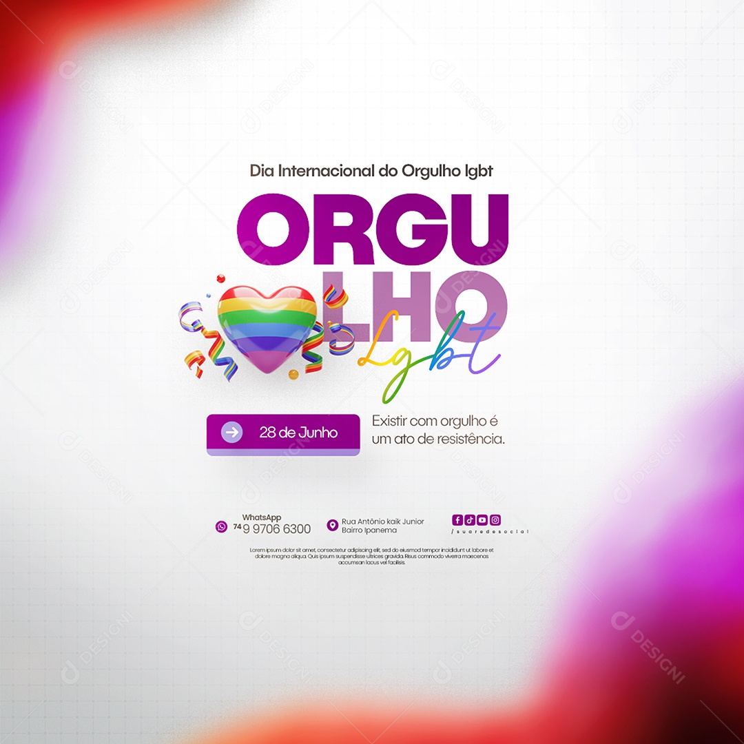 Dia Internacional do Orgulho LGBT Social Media PSD Editável