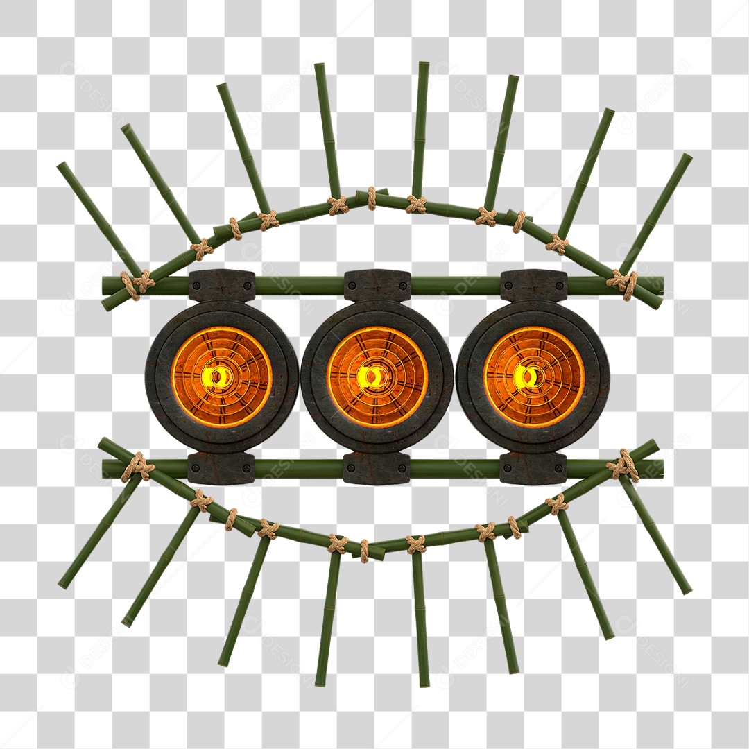 Painel de Bambu com Refletor PNG Transparente