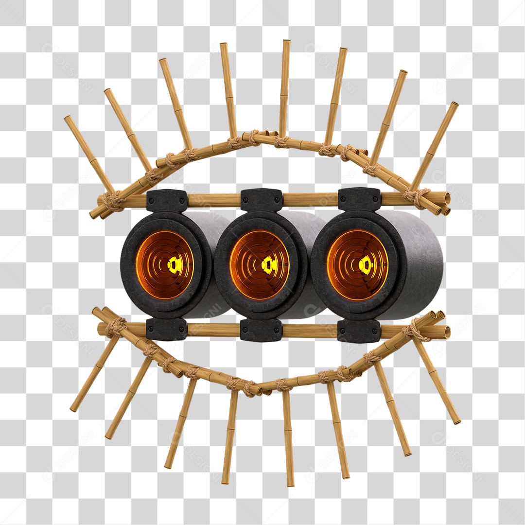 Painel de Bambu com Refletor PNG Transparente