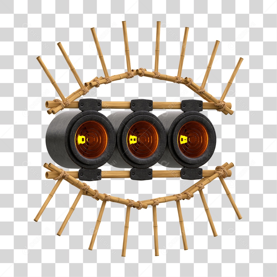 Painel de Bambu com Refletor PNG Transparente