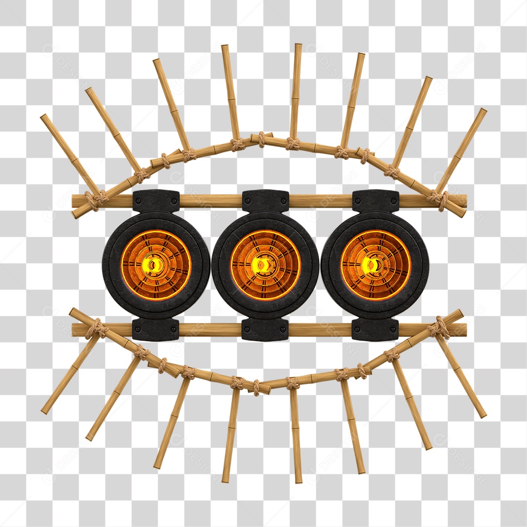 Painel de Bambu com Refletor PNG Transparente