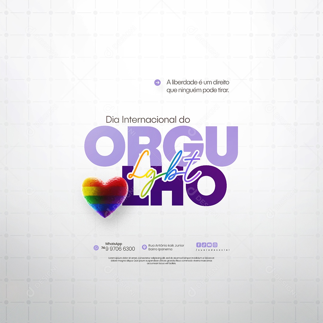 Dia Internacional do Orgulho LGBT Social Media PSD Editável