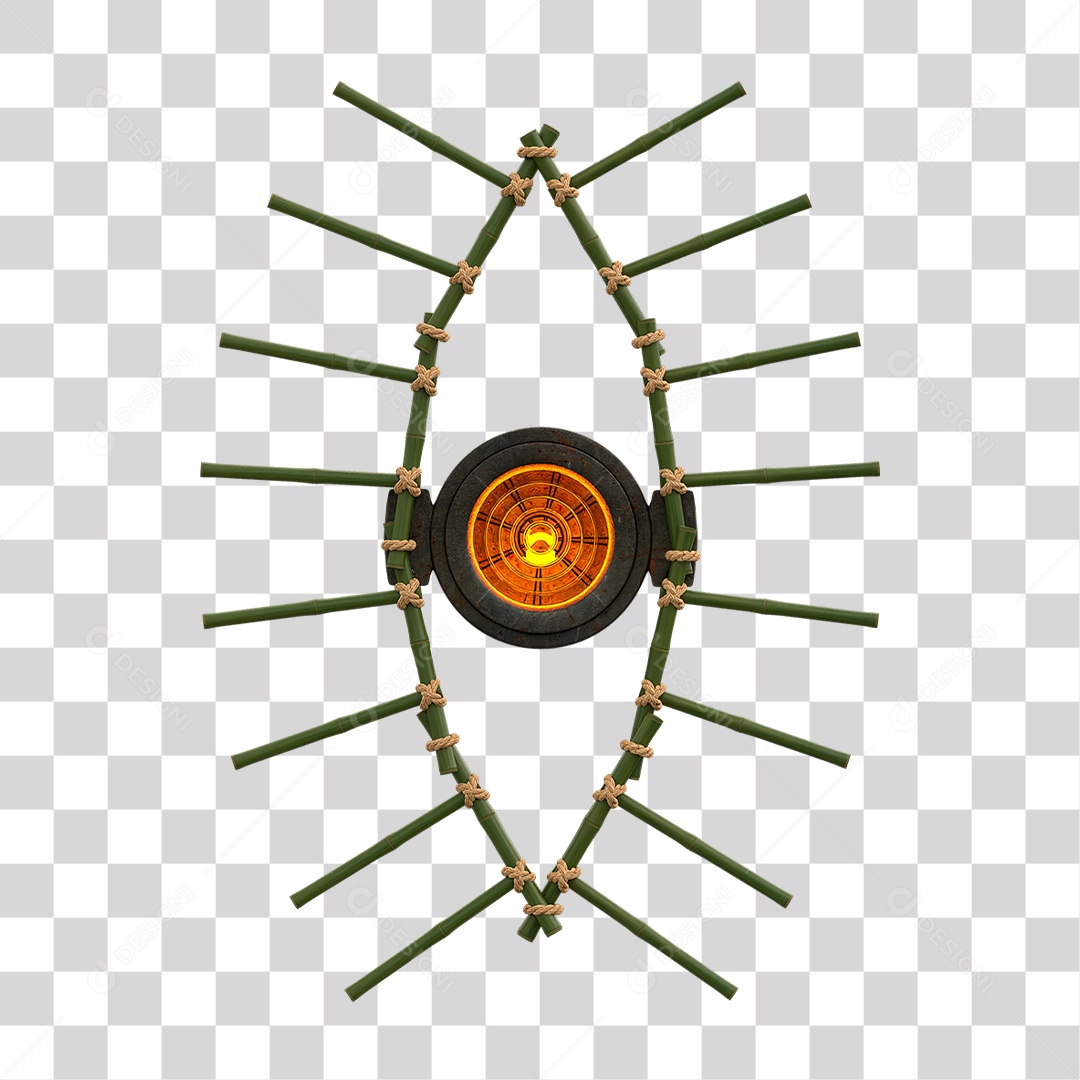 Painel de Bambu com Refletor PNG Transparente