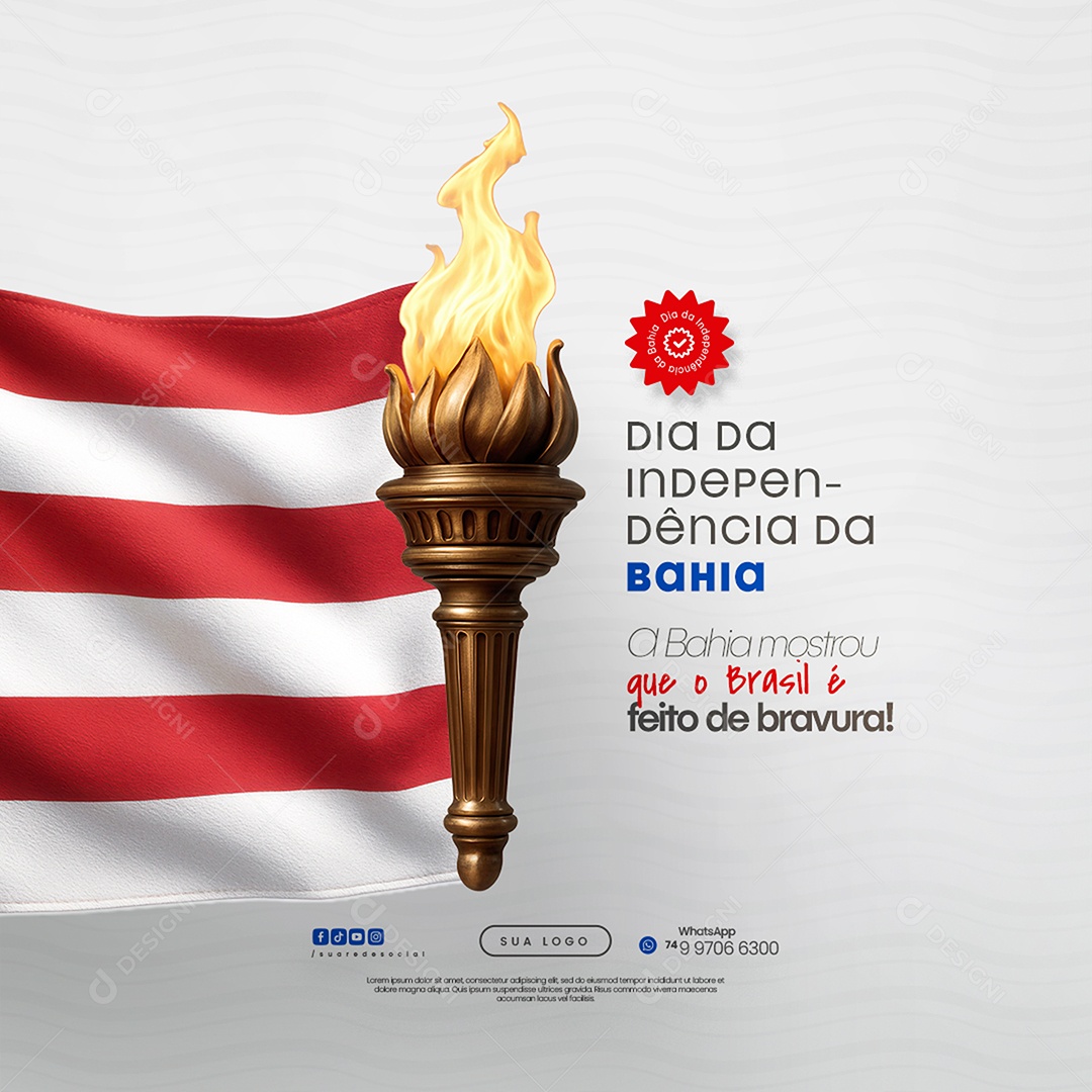 Dia da Independência da Bahia 02 de Julho Social Media PSD Editável