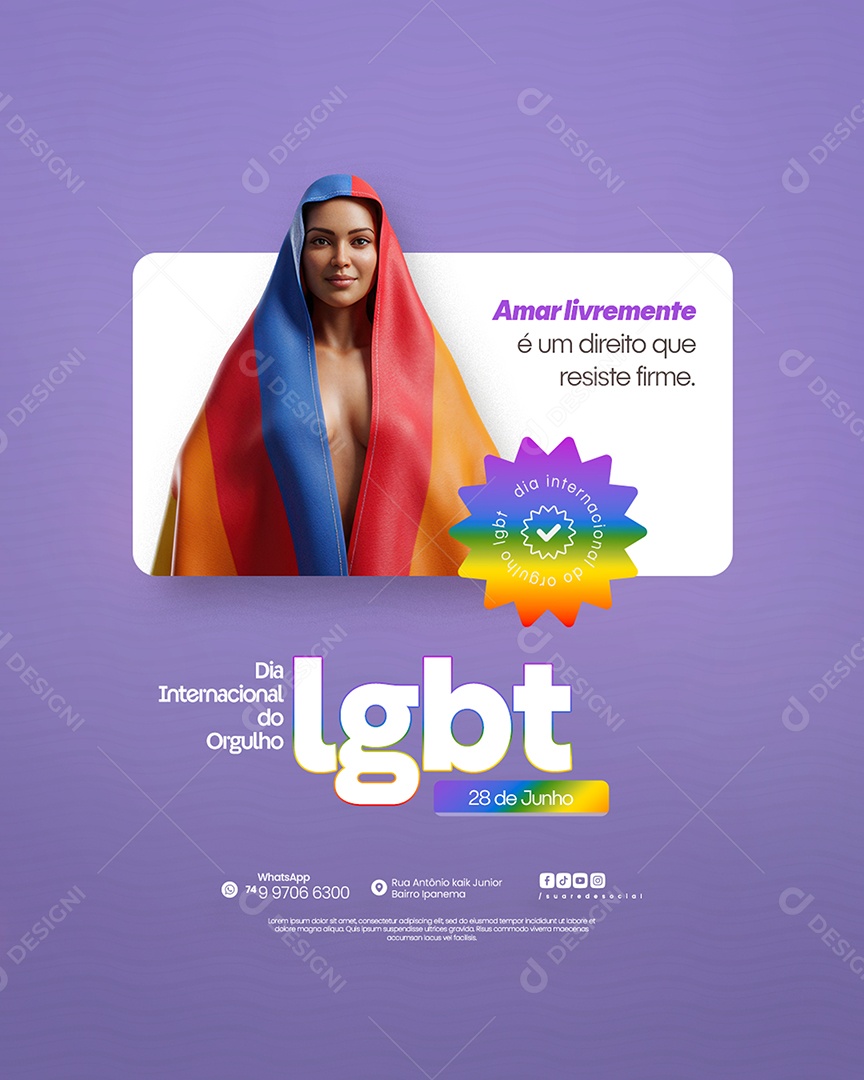 Dia Internacional do Orgulho LGBT Social Media PSD Editável
