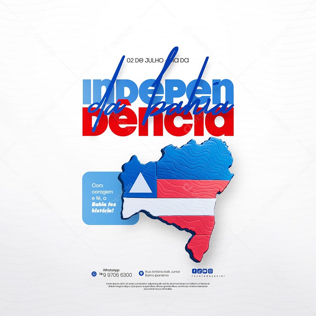 Dia da Independência da Bahia 02 de Julho Social Media PSD Editável