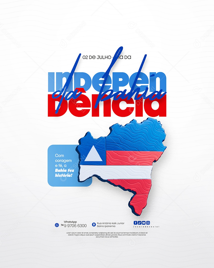 Dia da Independência da Bahia 02 de Julho Social Media PSD Editável