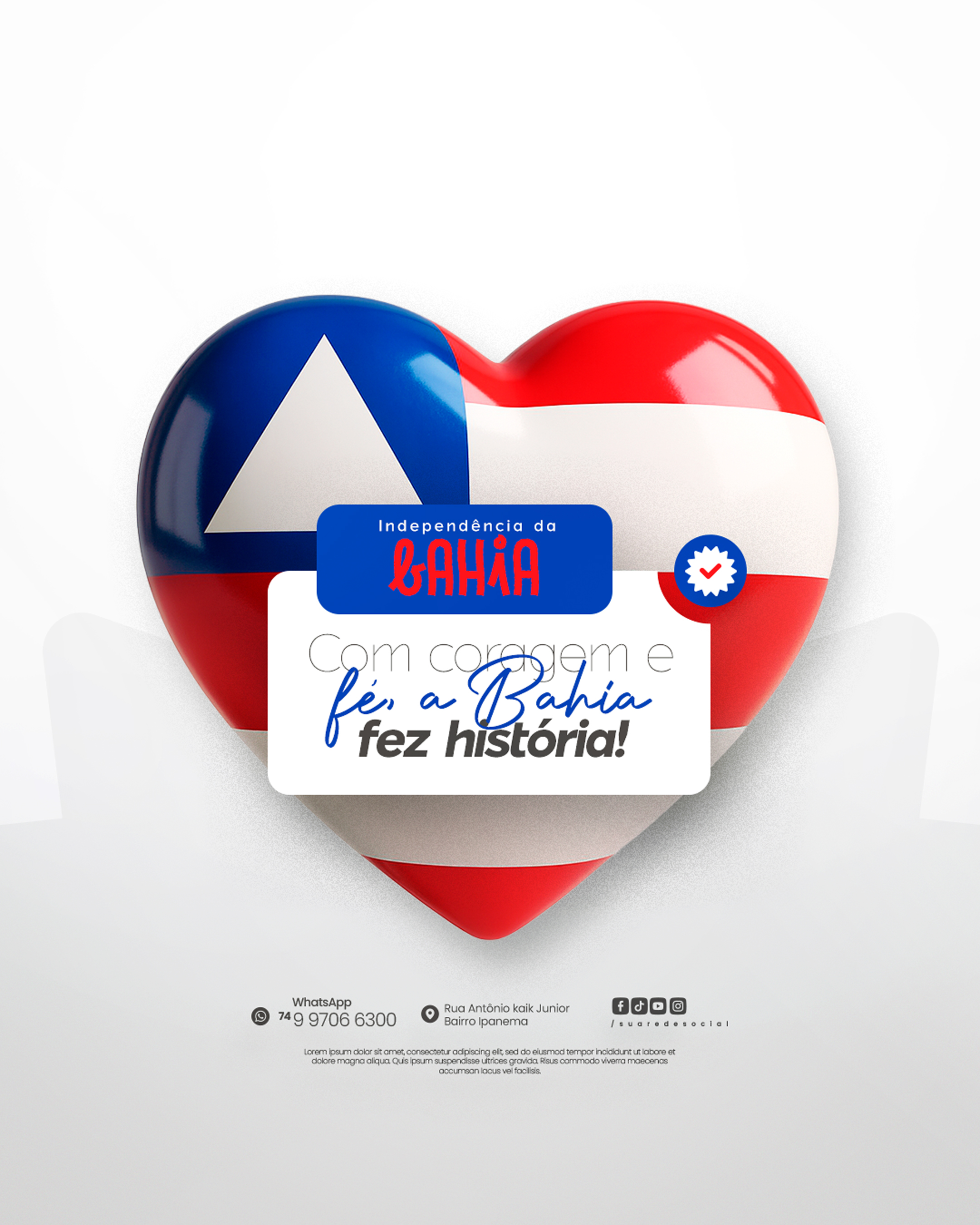 Dia da Independência da Bahia 02 de Julho Social Media PSD Editável