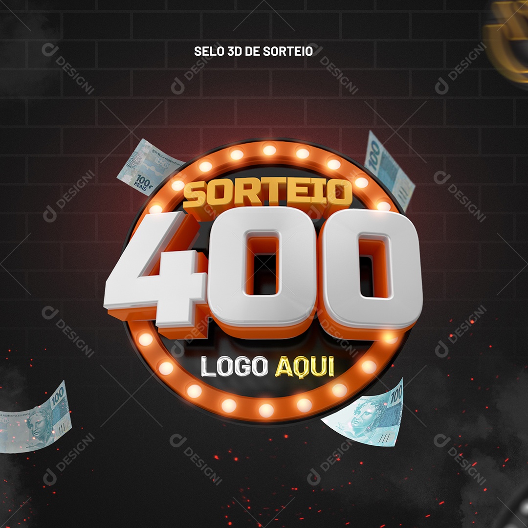 Sorteio 400 Selo 3D para Composição PSD