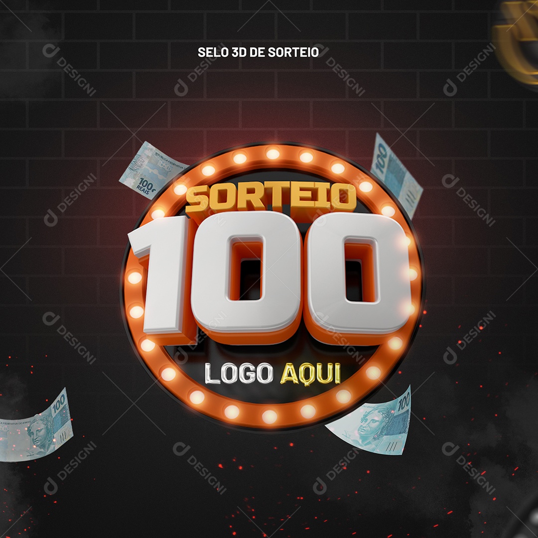 Sorteio 100 Selo 3D para Composição PSD