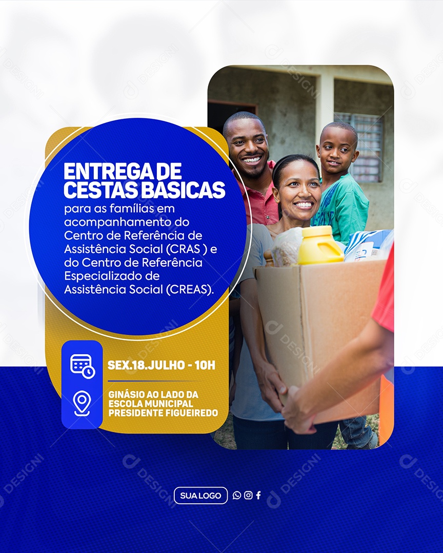 Entrega da Cestas Básicas Social Media PSD Editável