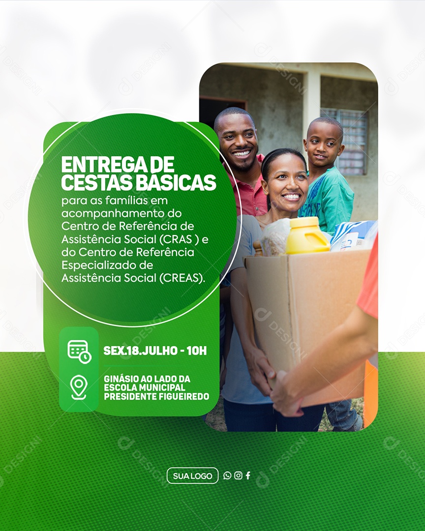 Entrega da Cestas Básicas Social Media PSD Editável