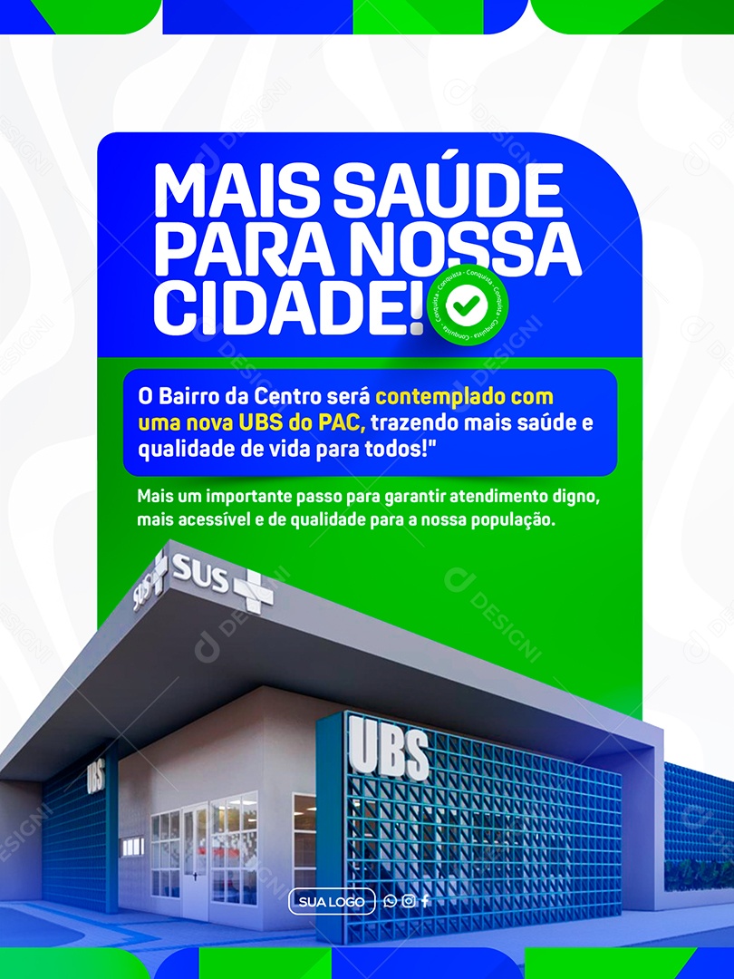 Mais Saúde para Nossa Cidade UPA Social Media PSD Editável