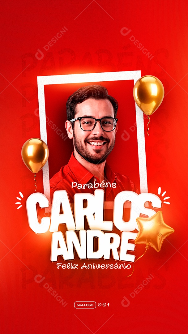 Story Feliz Aniversário Parabéns Maria Luiza Social Media PSD Editável