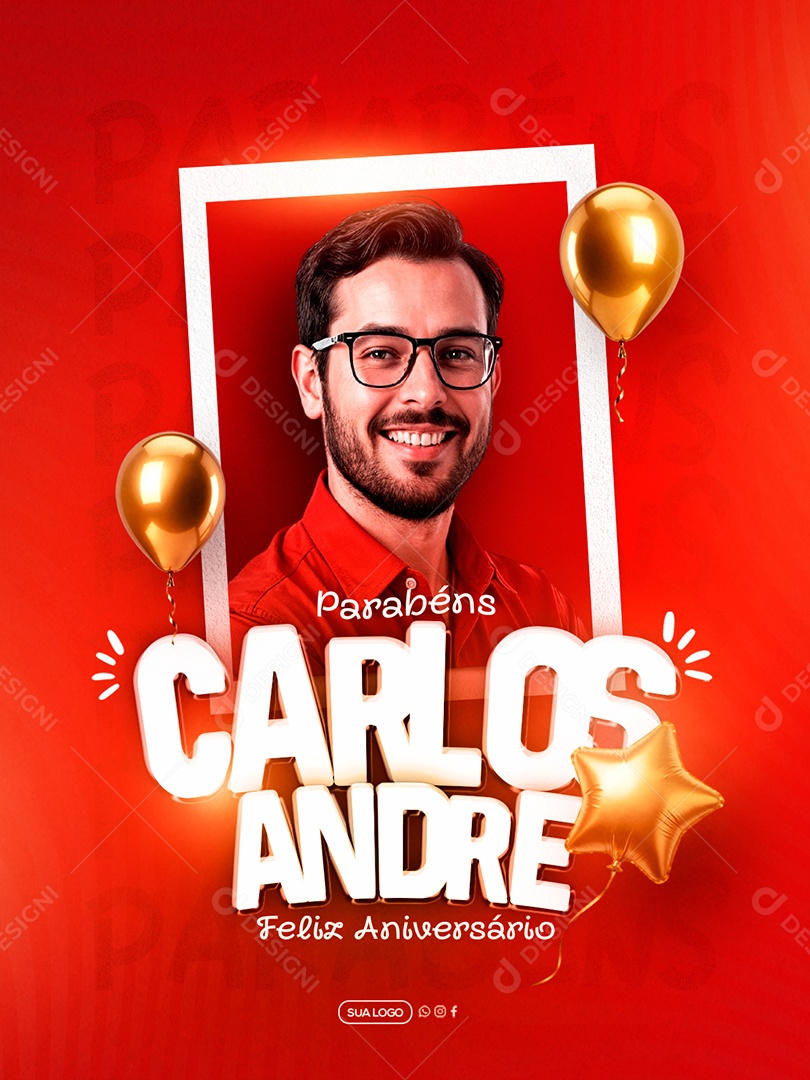 Feliz Aniversário Parabéns Maria Luiza Social Media PSD Editável