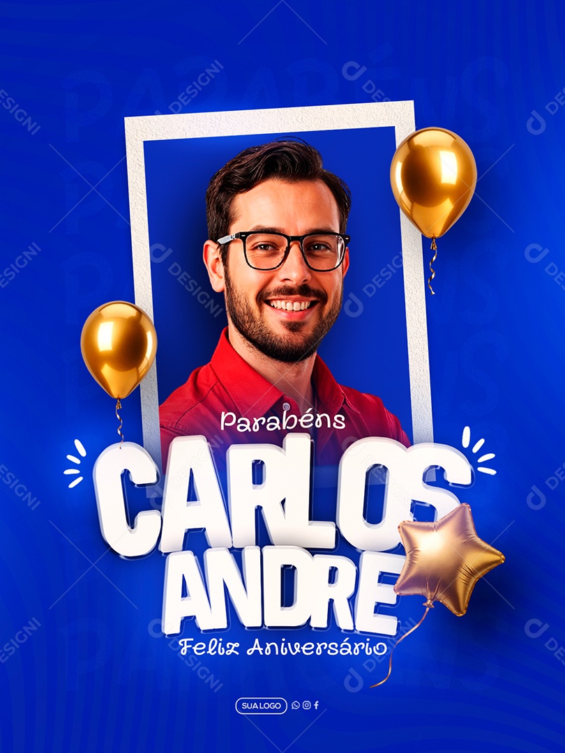 Feliz Aniversário Parabéns Maria Luiza Social Media PSD Editável