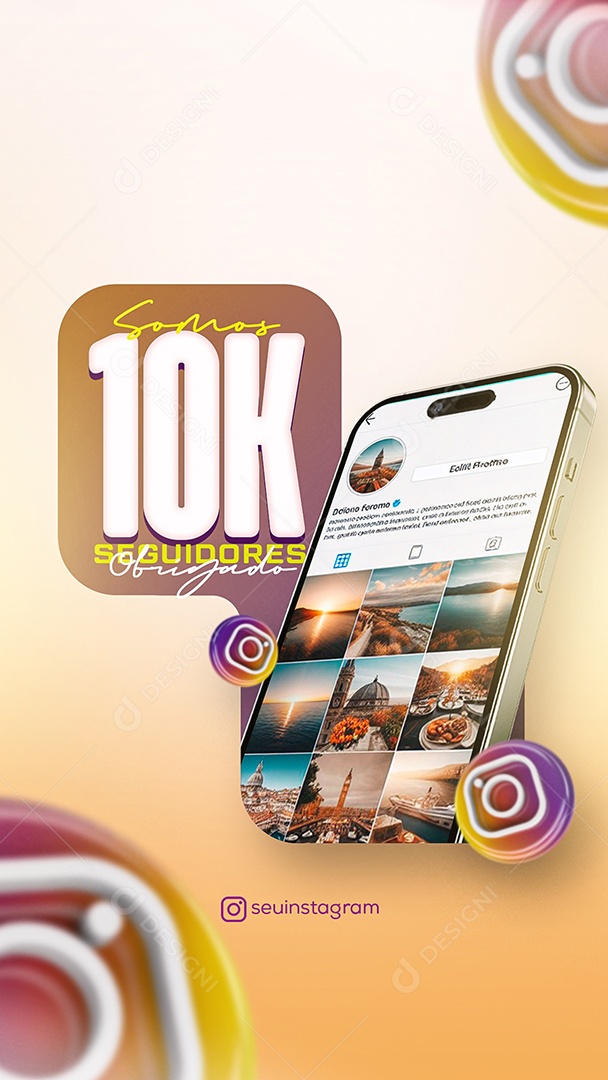 Story Somos 10k de Seguidores no Instagram Social Media PSD Editável