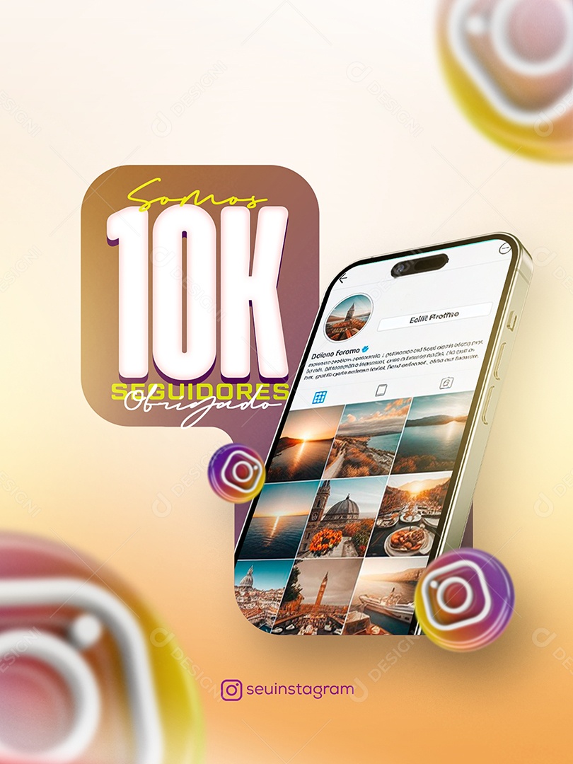 Somos 10k de Seguidores no Instagram Social Media PSD Editável