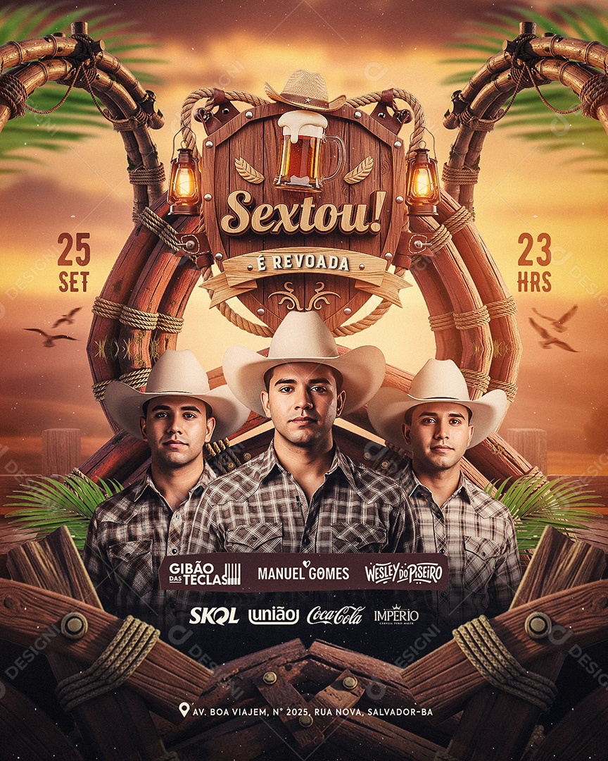 Flyer Sextou é Revoada Social Media Feed PSD Editável