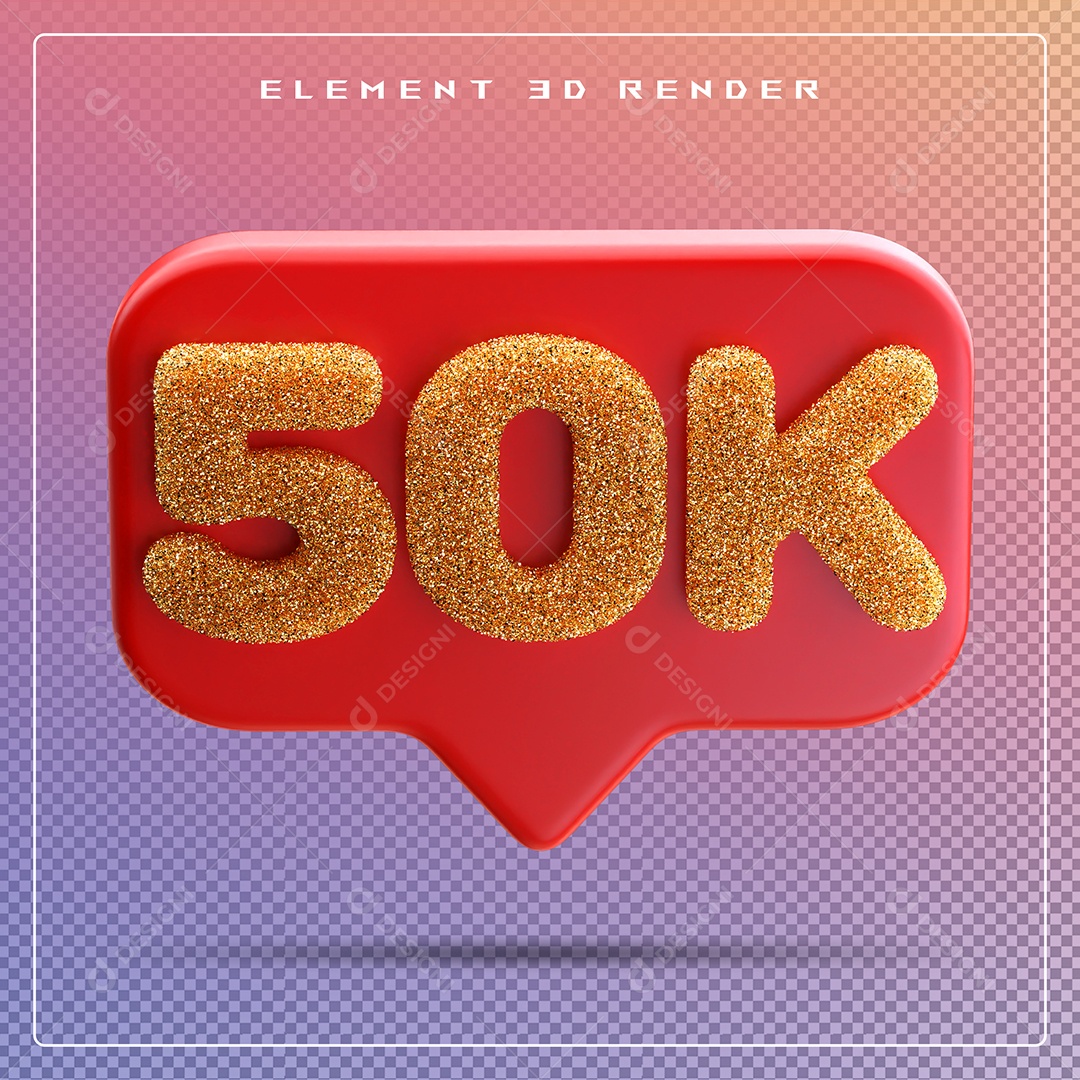 Ícone 3D Vermelho com 30K de Seguidores Elemento para Composição PSD