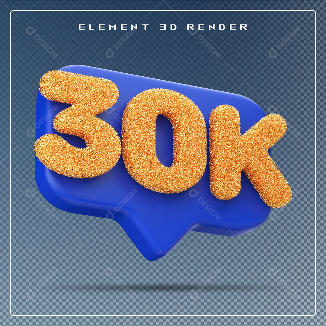 Ícone 3D Azul com 30K de Seguidores Elemento para Composição PSD