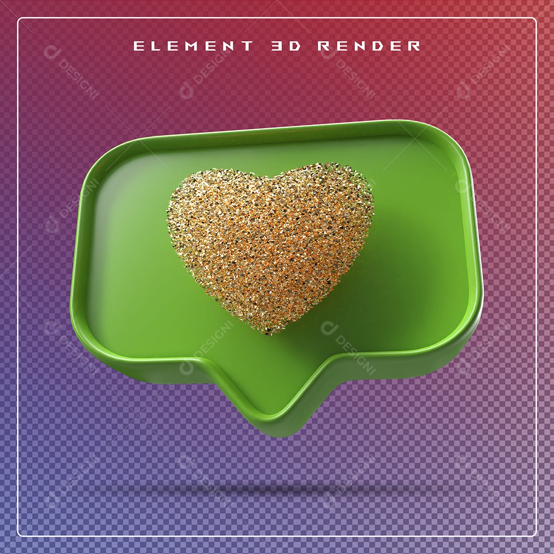 Ícone 3D Balão de Fala com Um Coração Elemento para Composição PSD