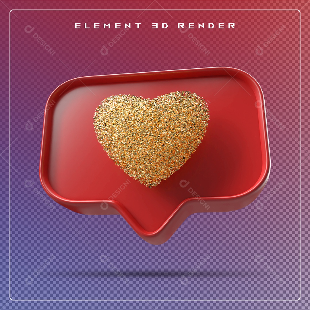 Ícone 3D Balão de Fala com Um Coração Elemento para Composição PSD
