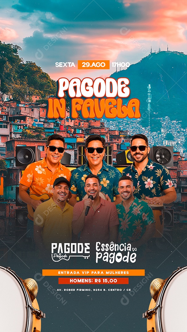 Story Flyer Pagode in Favela Social Media PSD Editável