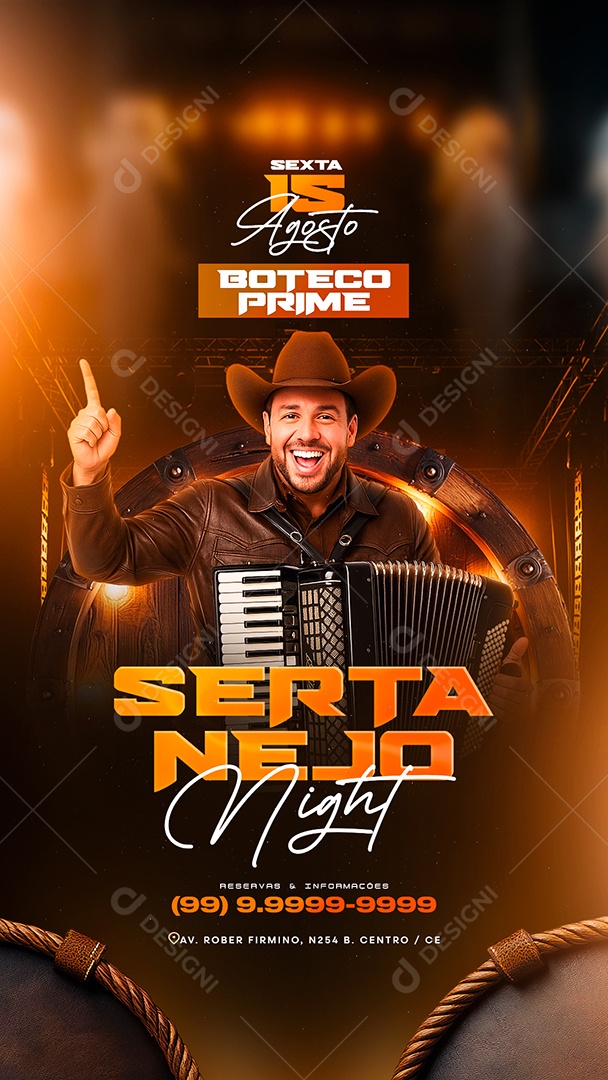 Story Flyer Sertanejo Night Social Media PSD Editável