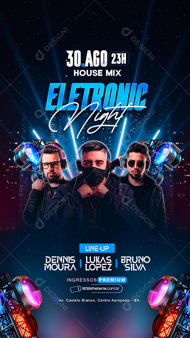 Story Flyer Eletronic Night Social Media PSD Editável