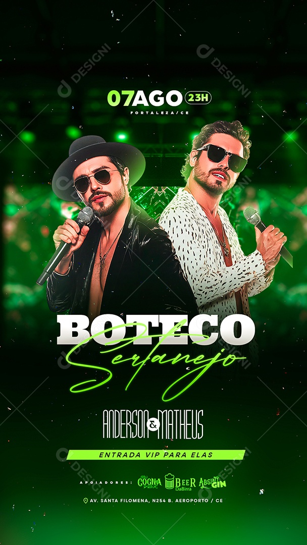 Story Flyer Boteco Sertanejo Entrada Vip para Elas Social Media PSD Editável