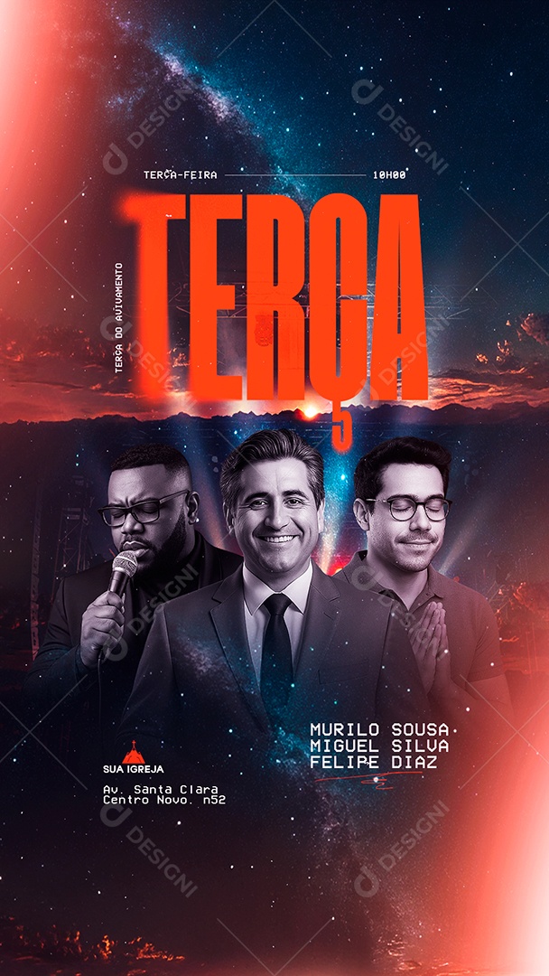 Story Flyer Gospel Terça do Avivamento Social Media PSD Editável